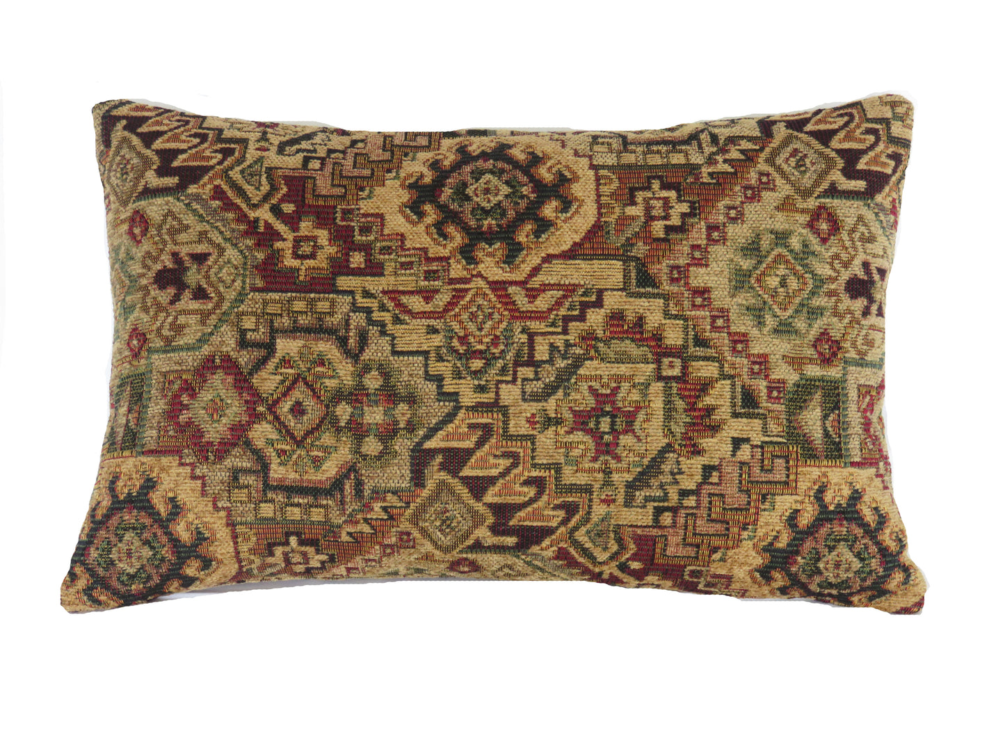 southwest aztec pattern lumbar pillow cover in gold, red, green blue