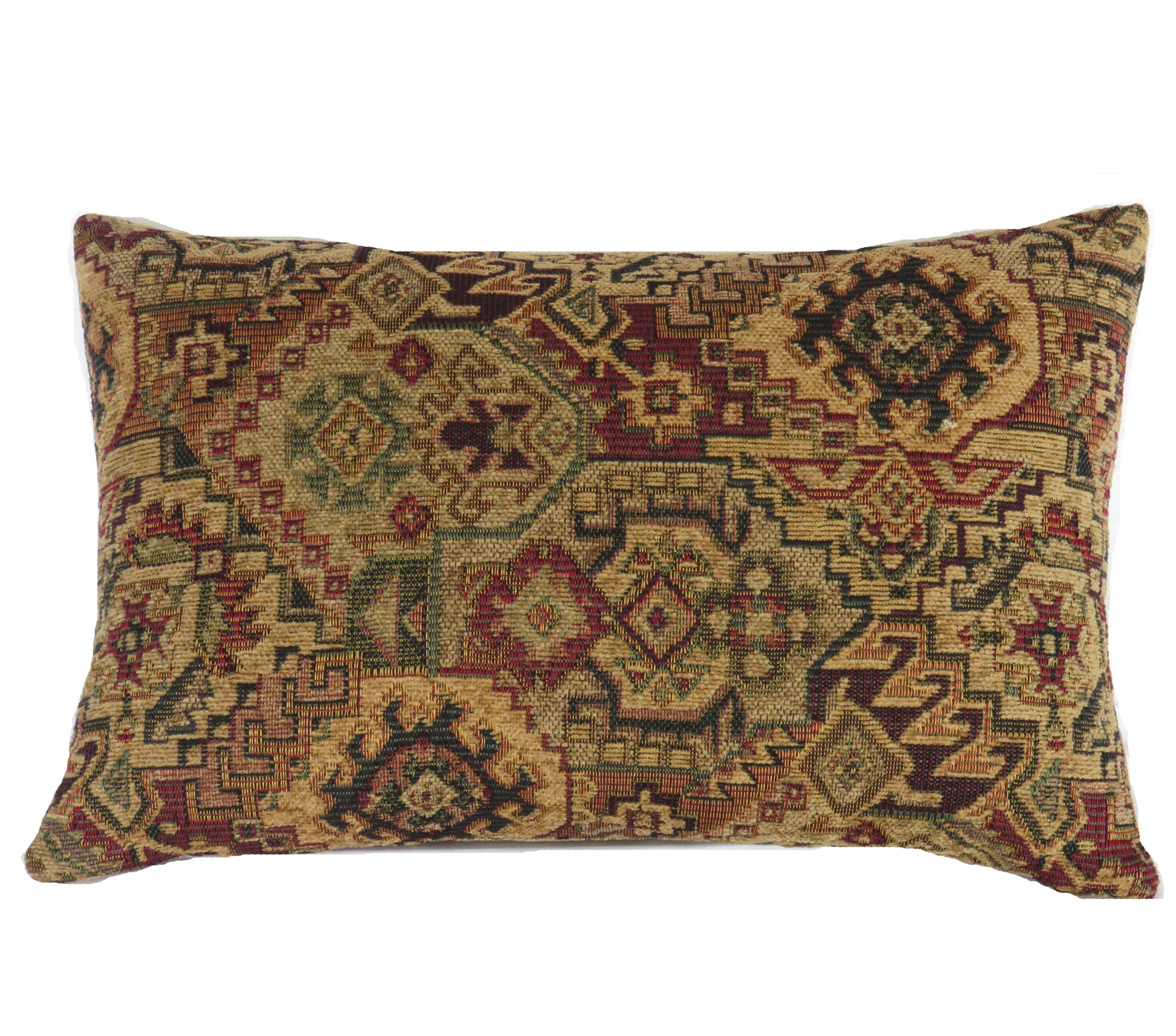 southwest aztec pattern lumbar pillow cover in gold, red, green blue