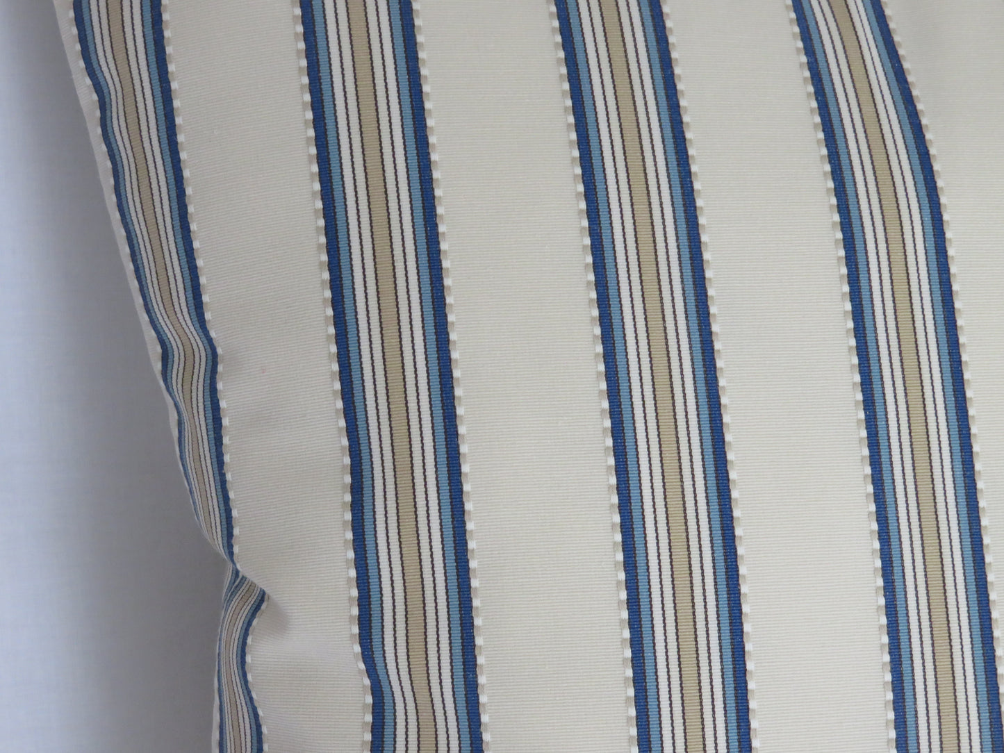 blue tan cream striped pillow cover