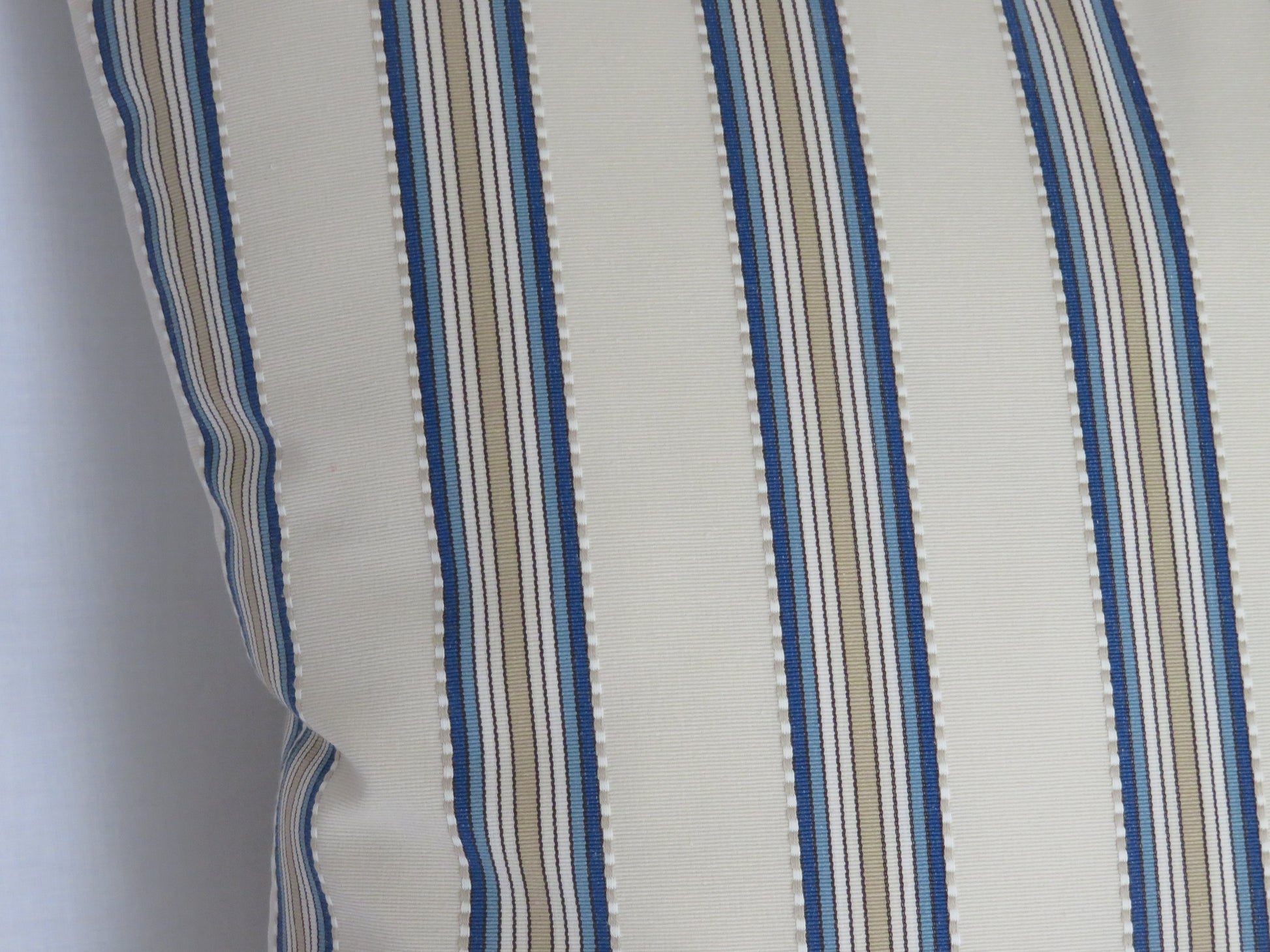 blue tan cream striped pillow cover