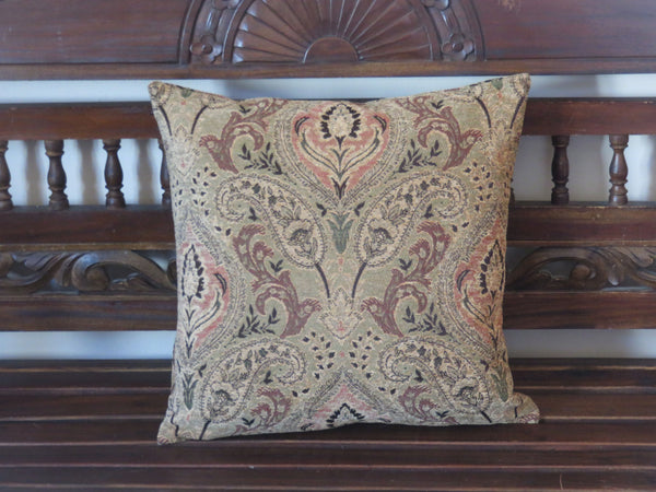 tan orange green mission style pillow cover