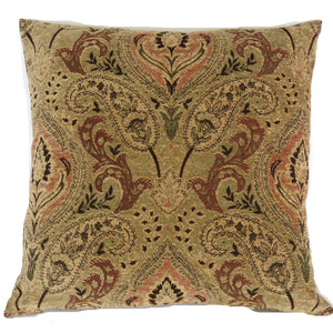 tan orange green mission style pillow cover