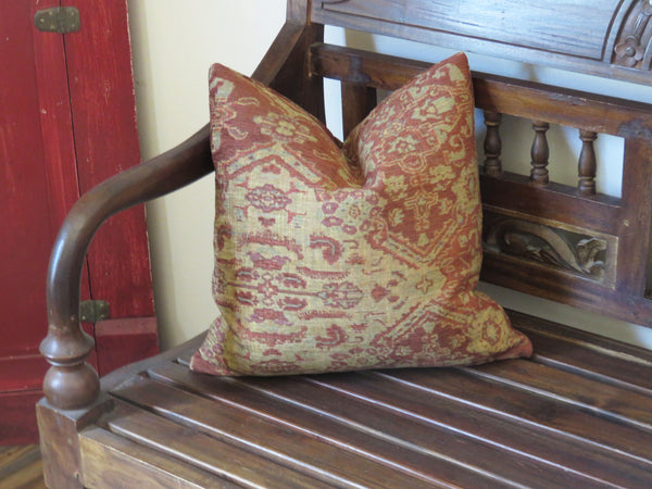 tan & rust chenille pillow cover southwest or kilim motif