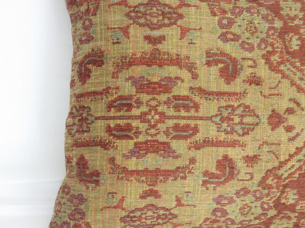 Tan & Rust Kilim Style Pillow Cover, Southwest Chenille Tapestry