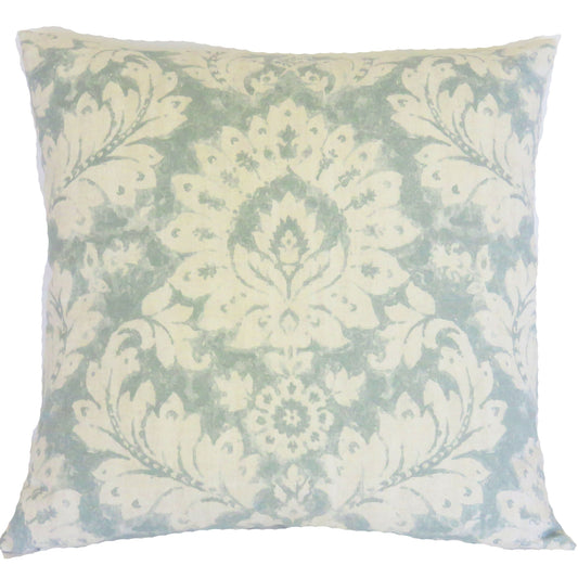 teal damask medallion print pillow cover