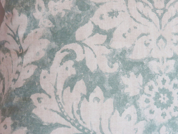 teal damask medallion print pillow cover
