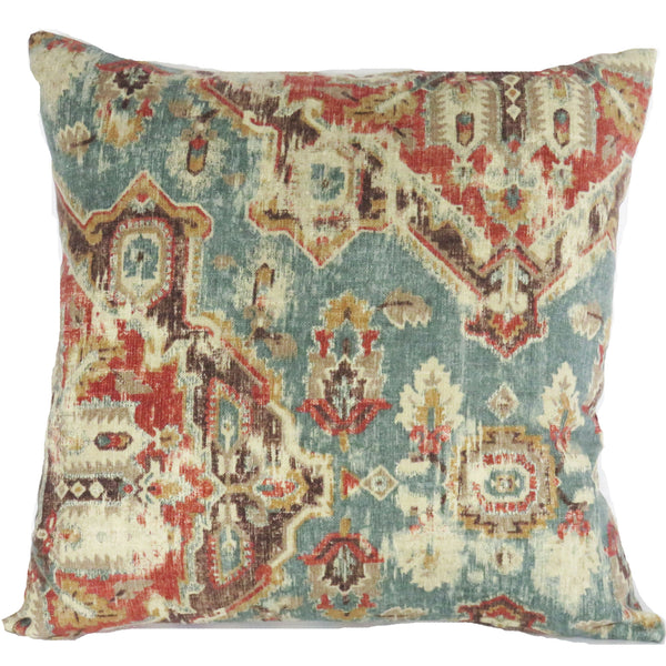 turquoise and rust southwest medallion pillow cover