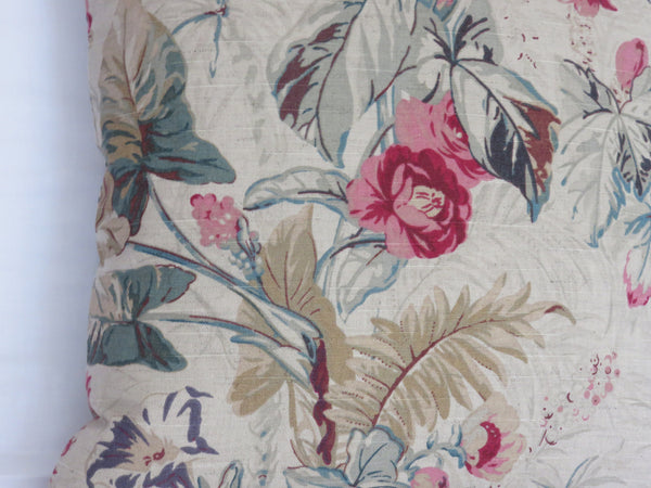 tropical tan pink flower  pillow cover