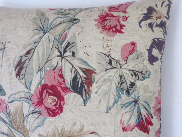 tropical tan pink flower  pillow cover